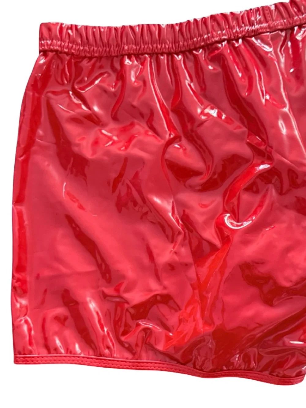 Red Glossy High‑Shine Shorts – S/M – Festival / Rave Wear
